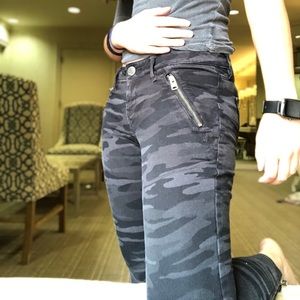 Low-Rise Black and Gray Camo Jeggings from Express